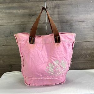 Juicy Couture Pink Canvas Tote with Brown Straps